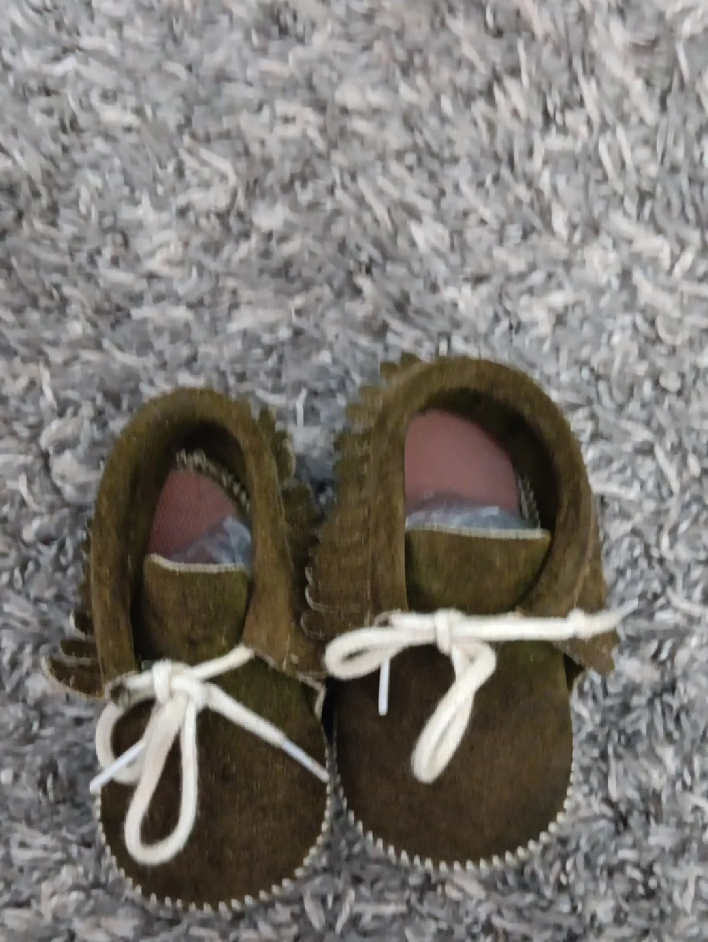 Baby Olive Green Suede Moccasin Shoes
